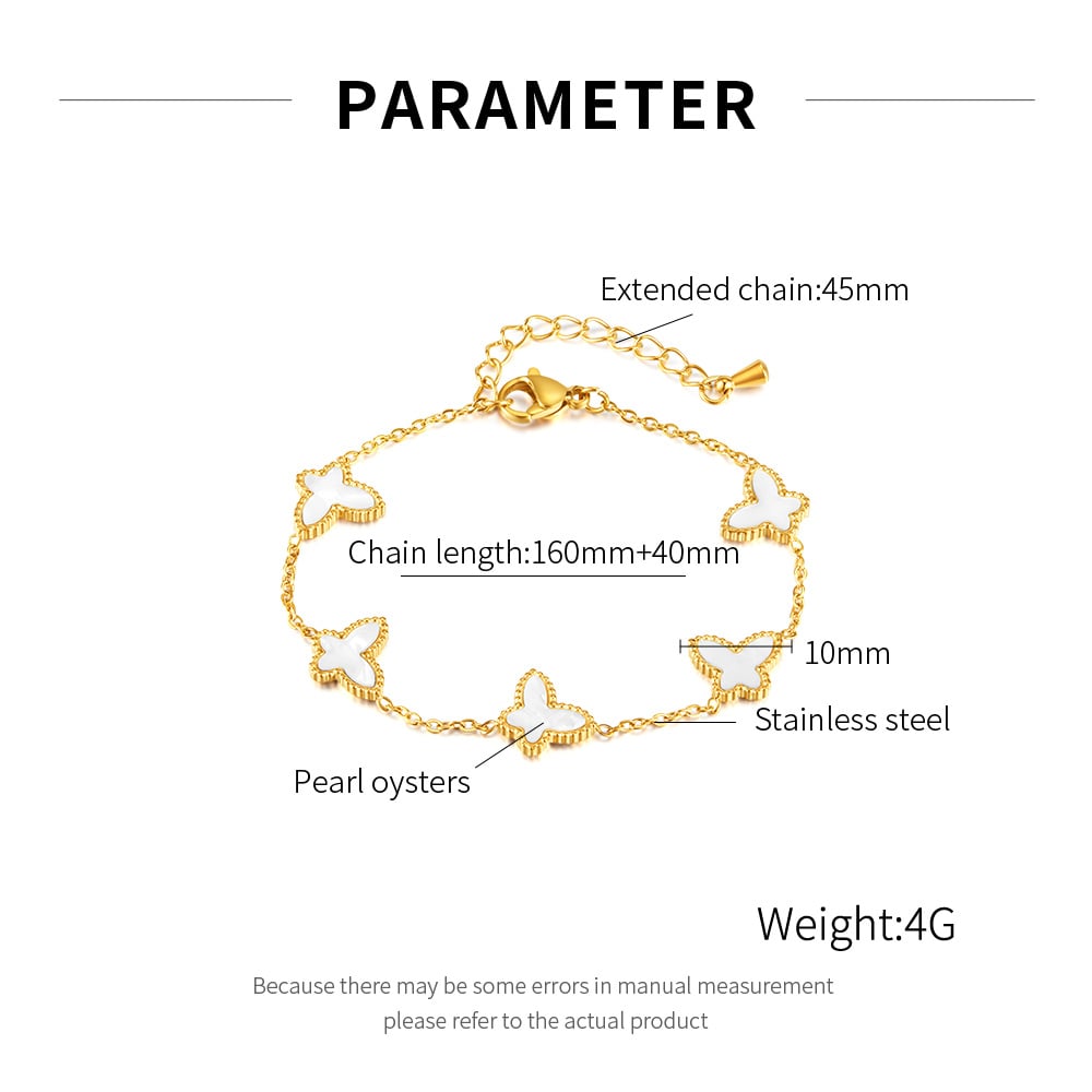 Schmetterlings-Charm-Armbänder aus Edelstahl in Goldfarbe h5Bild2