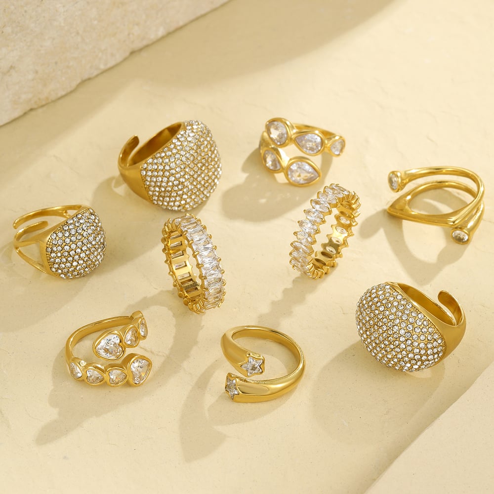 1 Pair Luxurious Series Daily Geometric Stainless Steel   Gold Color  Statement Rings Picture2
