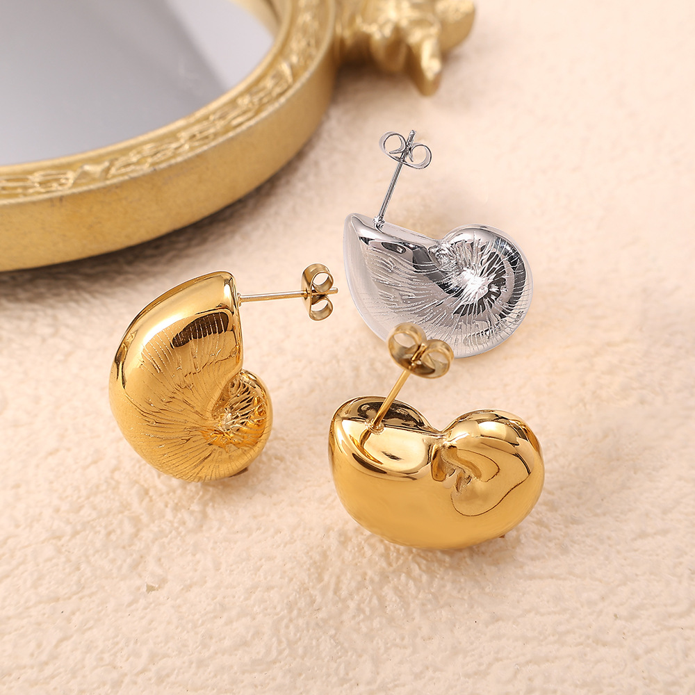 Simple Stainless Steel  Gold Color Stud Earrings h5Picture3