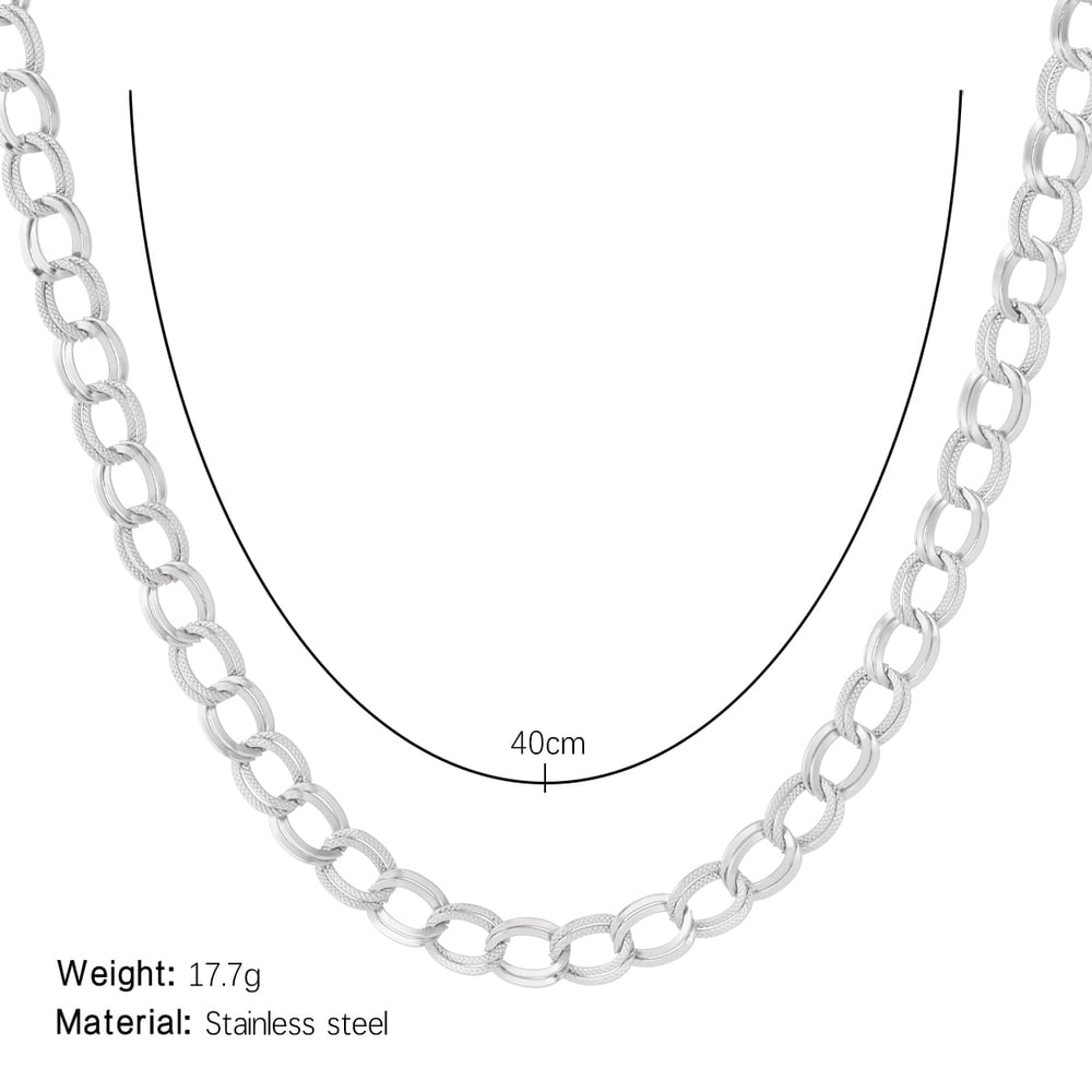 Edgy Daily Patchwork Stainless Steel Gold Color Women's Chain Necklaces h5Picture6