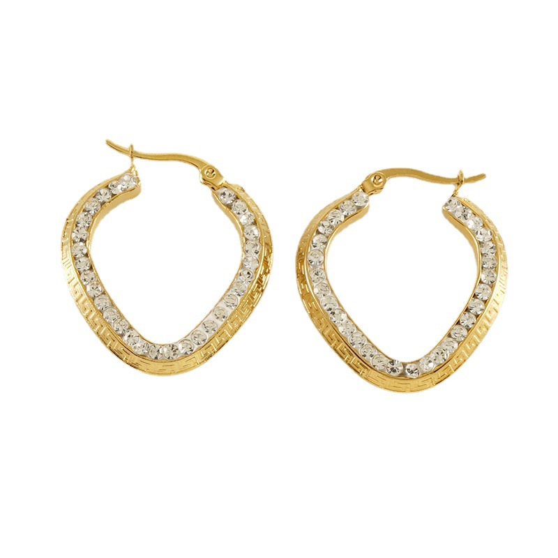 Classic Stainless Steel  Gold Color Hoop Earrings 