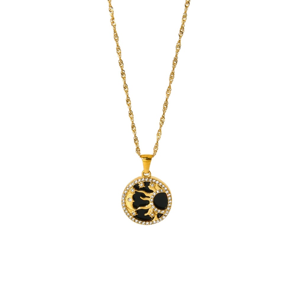 Luxurious Series Moon Stainless Steel Gold Color Pendant Necklaces h5Picture5