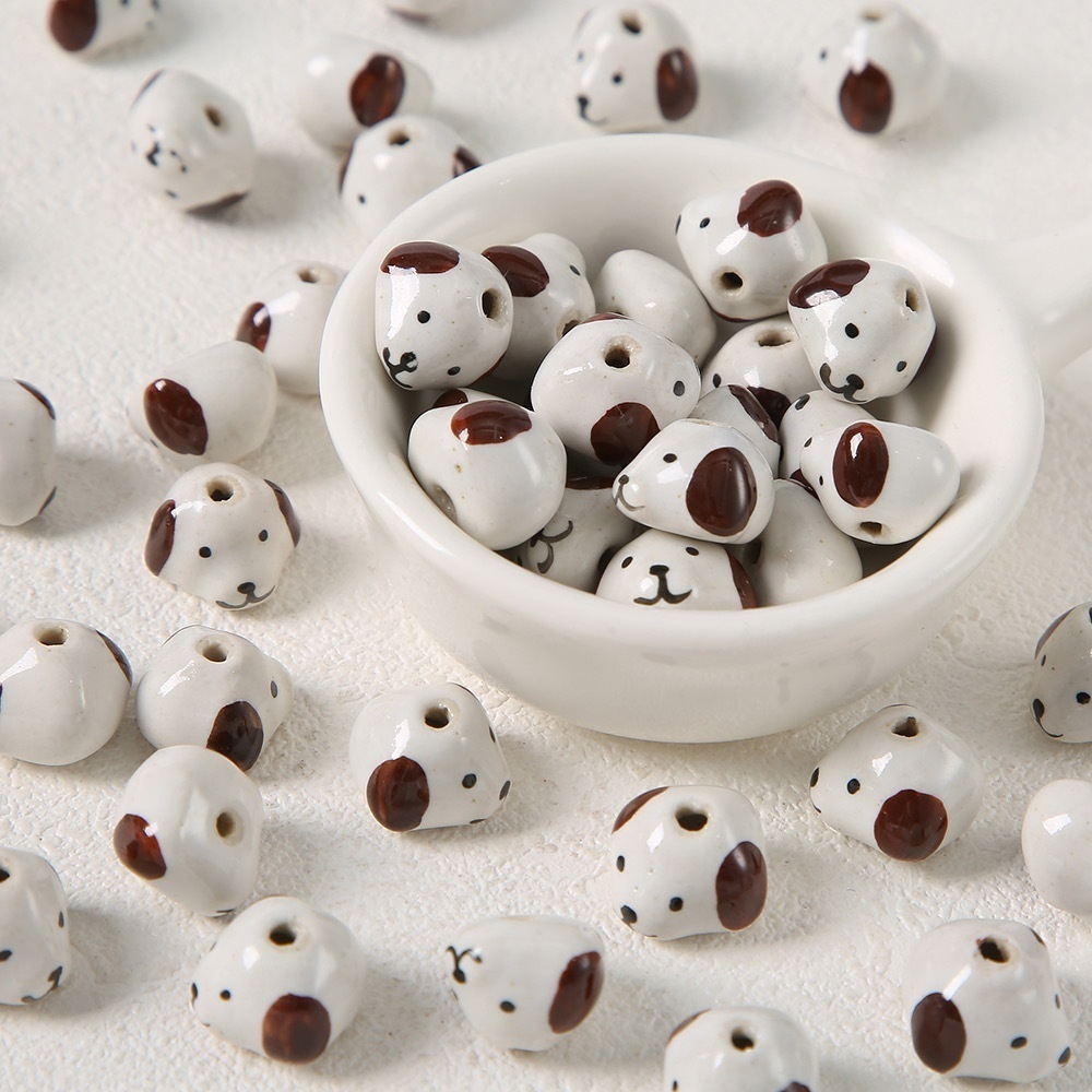1 Piece Cute Dog Ceramics DIY Jewelry Bead