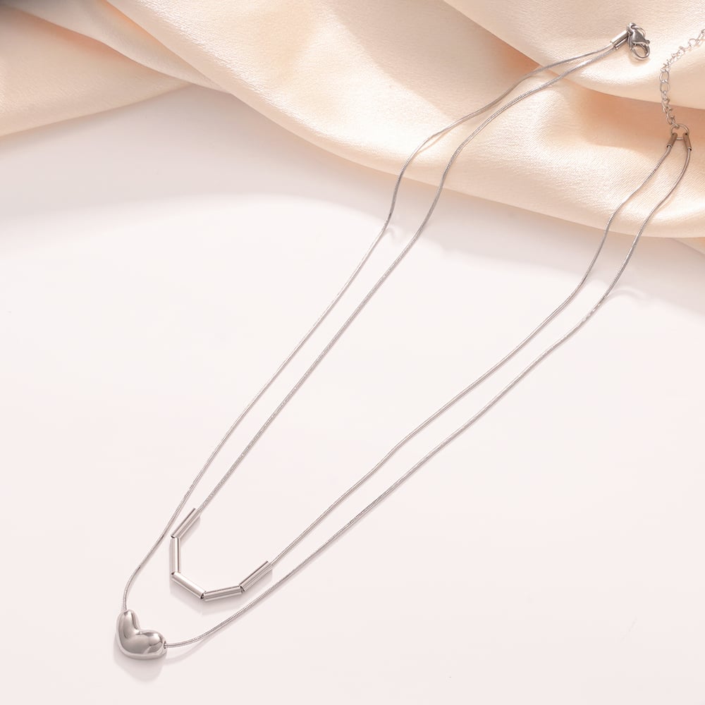 MInimalist Heart Stainless Steel Gold Color Women's Layered Necklaces h5Picture4