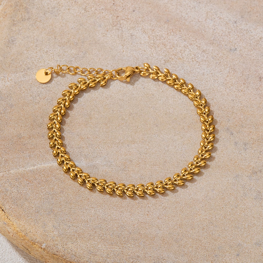 1 Stück Simple Series Tägliche geometrische Edelstahl Goldfarbene Damen-Kettenarmbänder h5Bild2