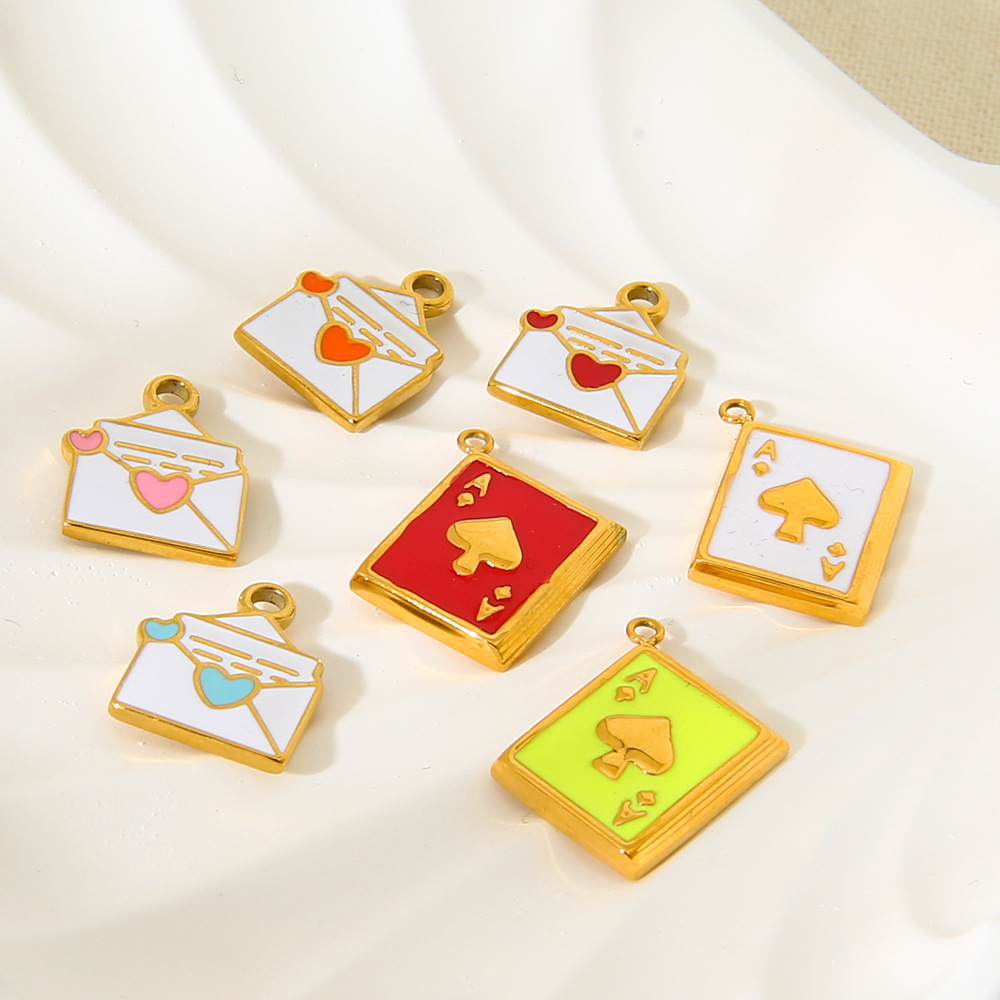 1 Pair Romantic Series Sweet Heart Stainless Steel   Gold Color  Women's Pendants Picture3