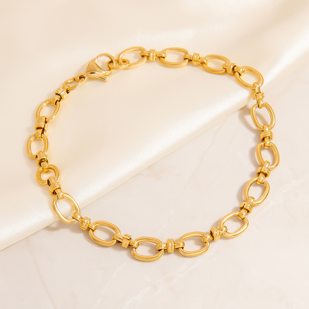Simple Series Daily Geometric Gold Color  Stainless Steel Women's Chain Bracelets h5Picture4