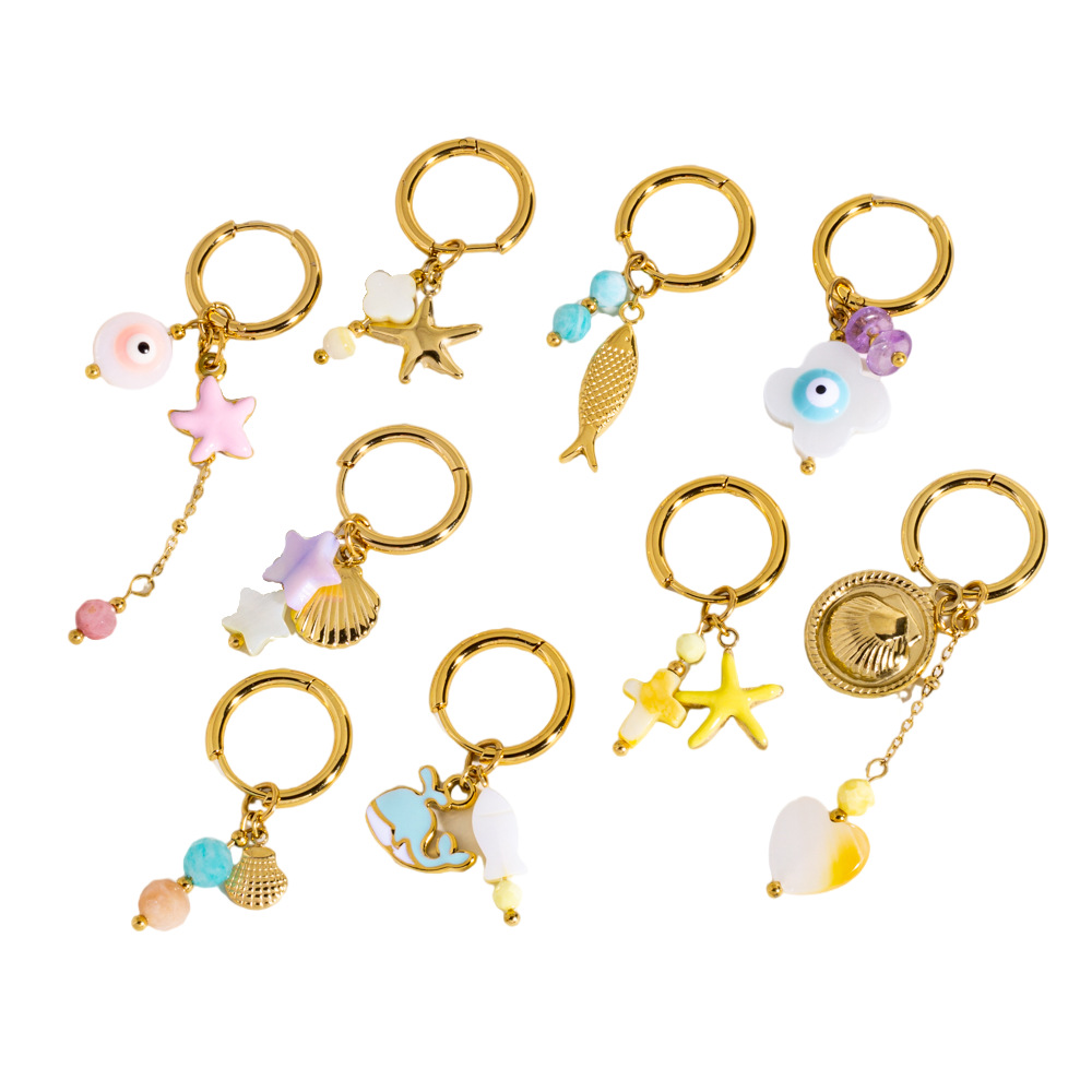 1 Stück romantische Serie Daily Turtle Edelstahl Creolen für Damen Bild5