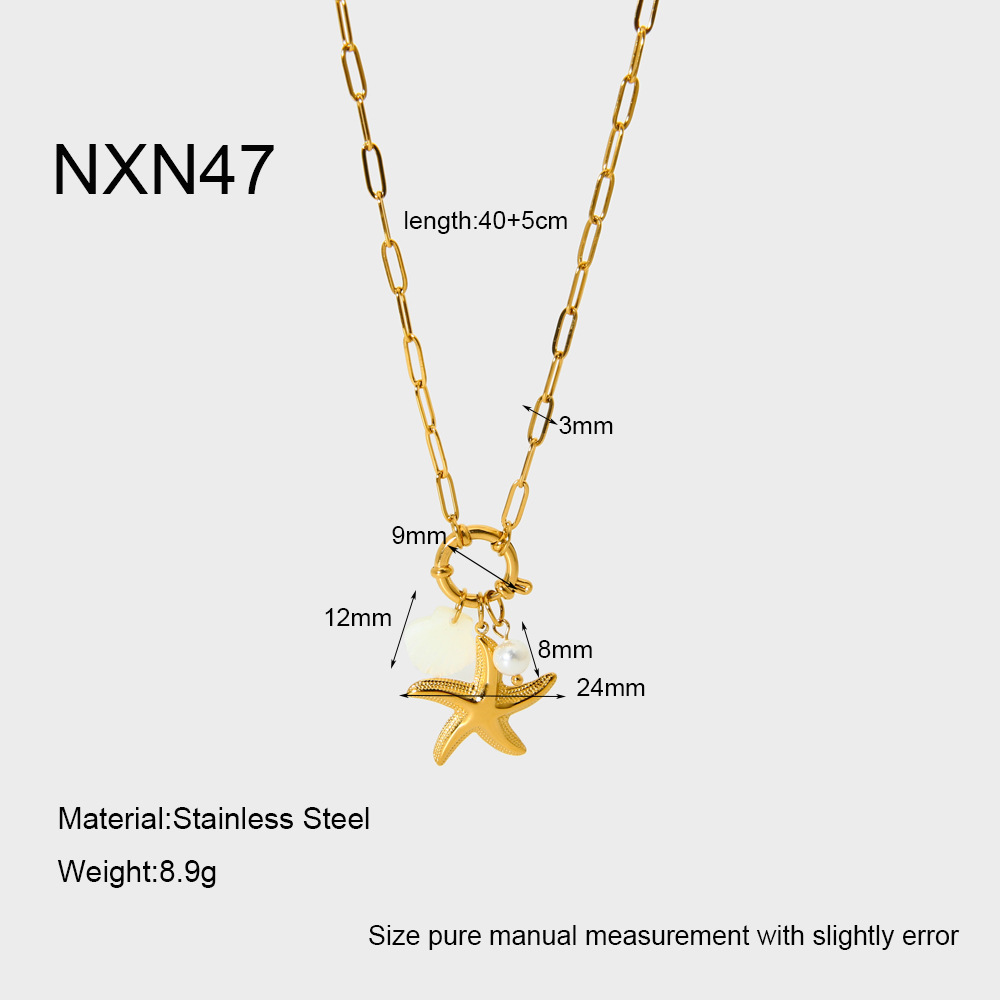 1 Pair Romantic Series Vacation Turtle Stainless Steel   Gold Color  Women's Pendant Necklaces