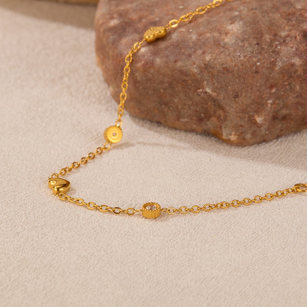 1 Paar Simple Series Daily Heart Edelstahl Goldfarben Damen Kettenarmbänder Bild5