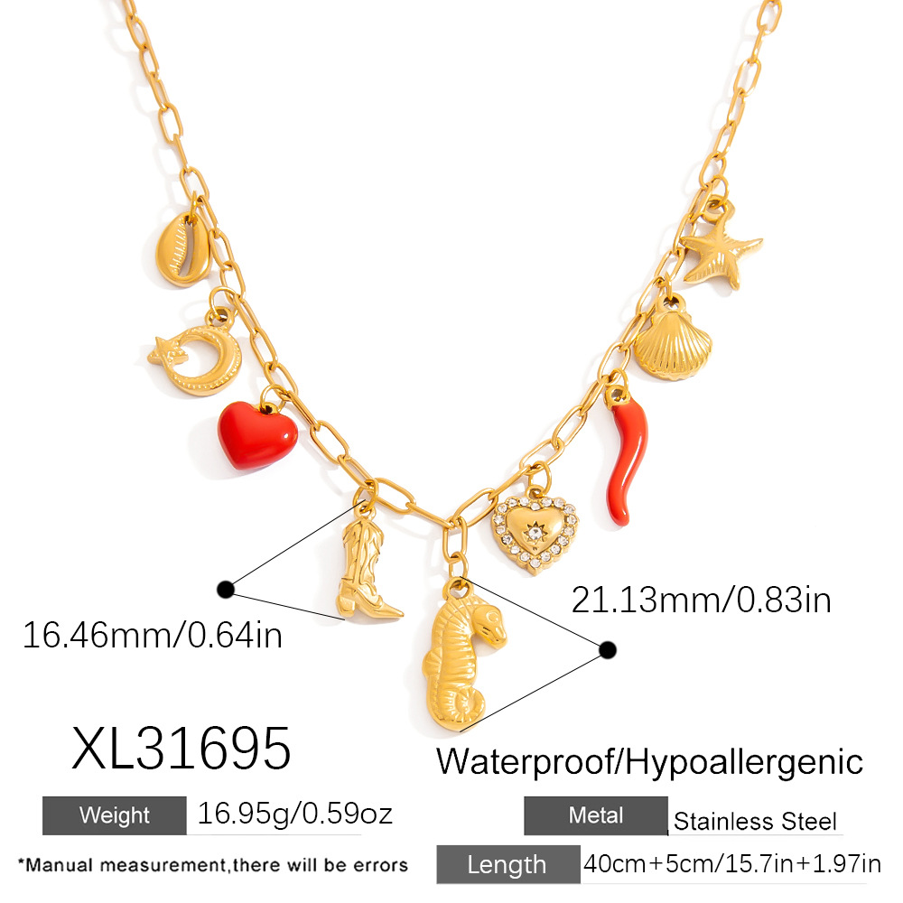 Oceanic Stainless Steel Gold Color Pendant Necklaces h5Picture2