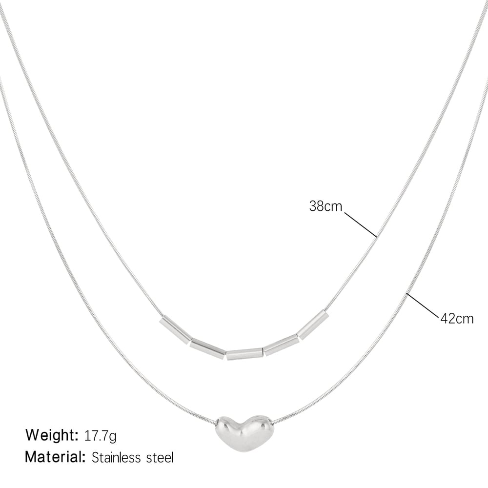 MInimalist Heart Stainless Steel Gold Color Women's Layered Necklaces h5Picture2