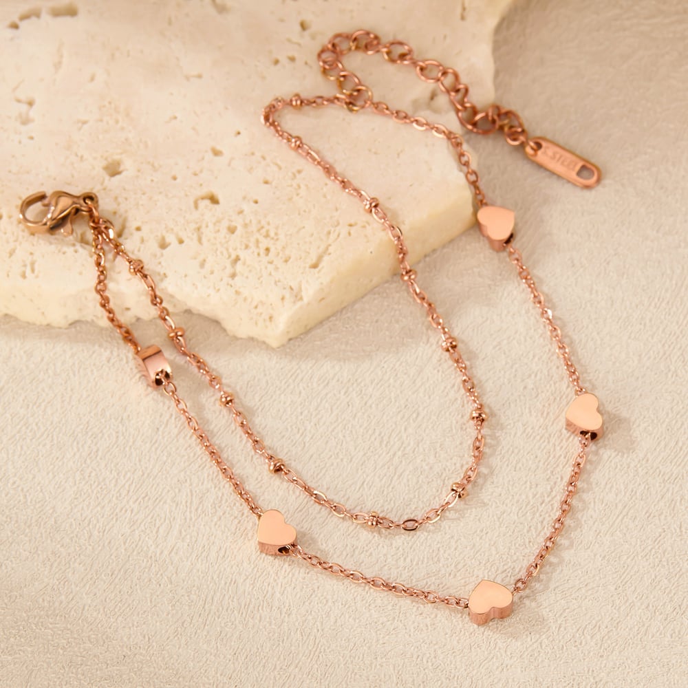 1 Stück Simple Series Simple Heart Edelstahl Damen Kettenarmbänder h5Bild4