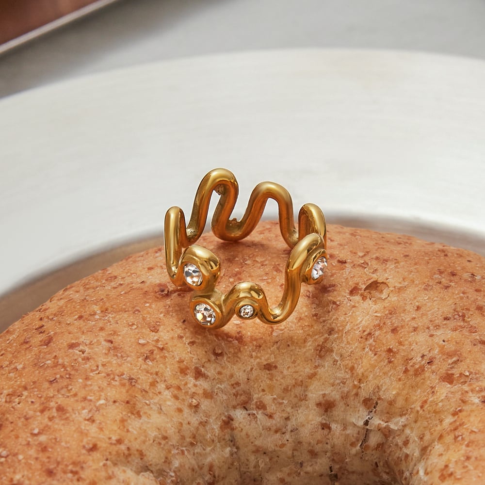 style edelstahl gold farbe zirkon minimalist ringe Bild6
