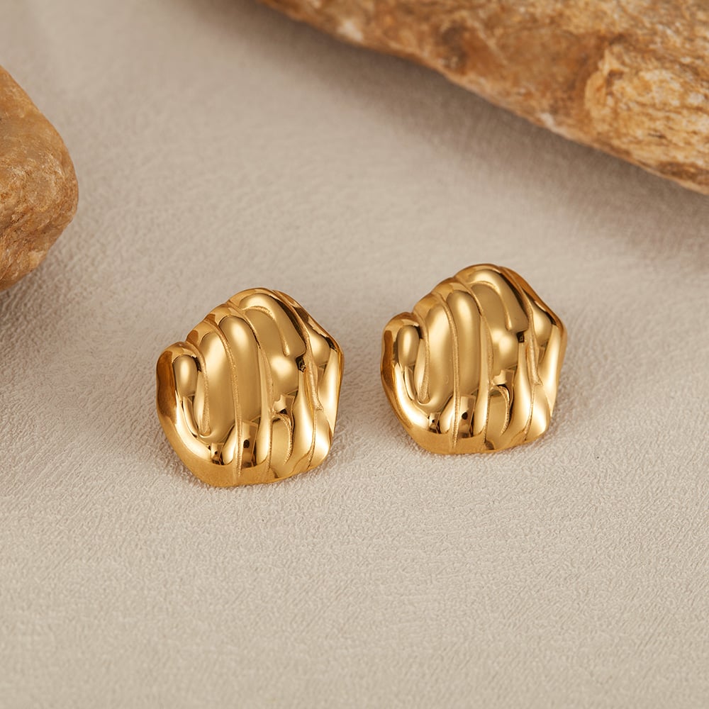 1 Paar Simple Series Tägliche geometrische Edelstahl Goldfarbene Damen-Ohrstecker Bild7