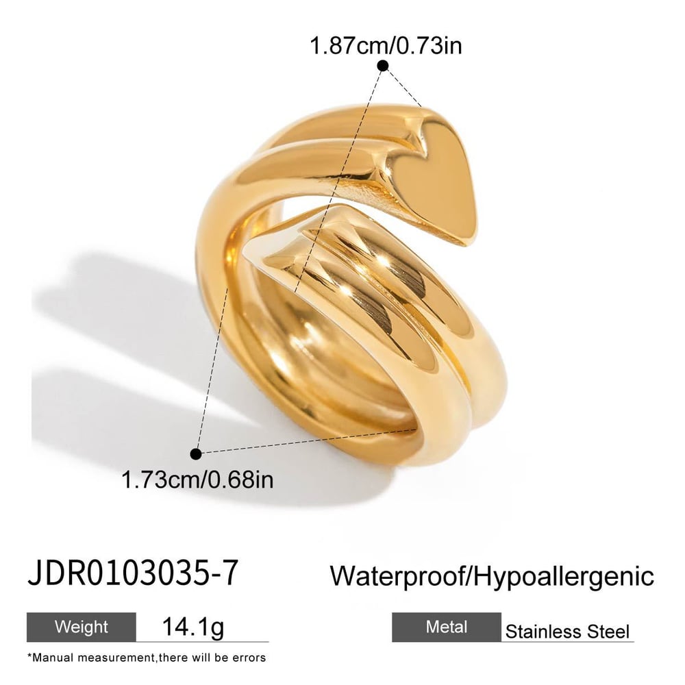 Simple Heart Stainless Steel Gold Color Minimalist Rings h5Picture2