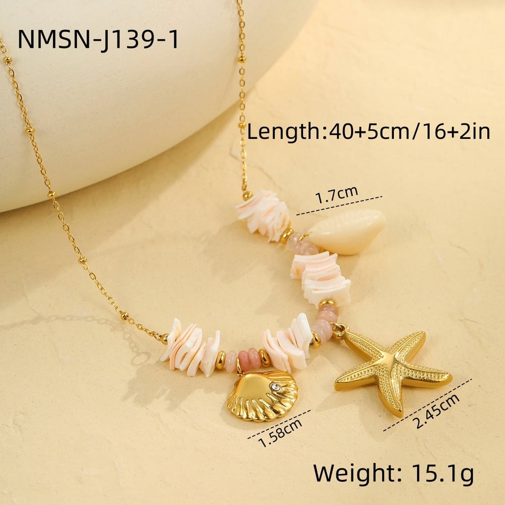 Creative Design Shell Starfish Pendant Gold Color Women's Pendant Necklaces h5Picture2