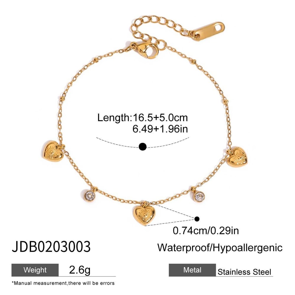 Heart Stainless Steel Gold Color Charm Bracelets