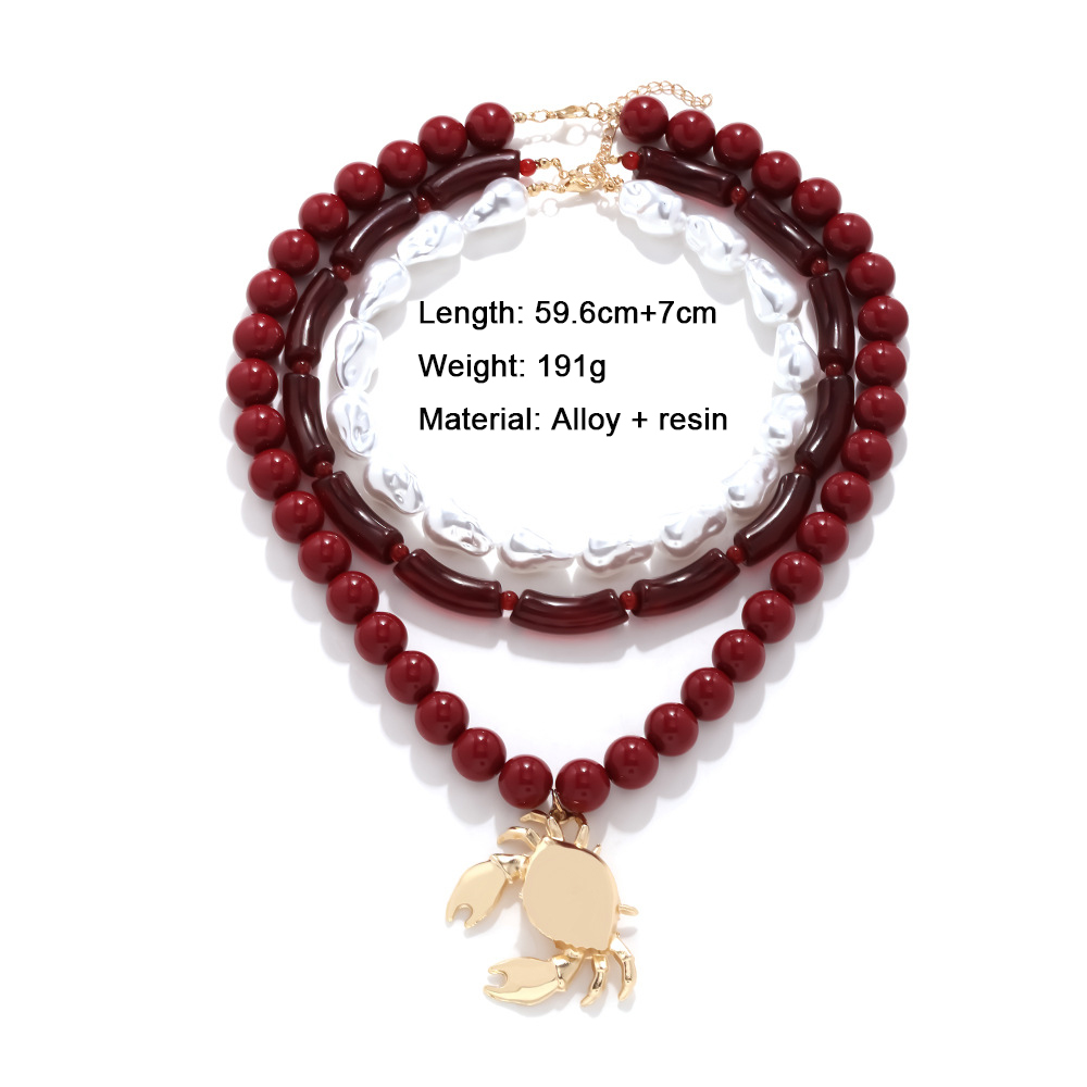 Crab Layered Beaded Necklaces