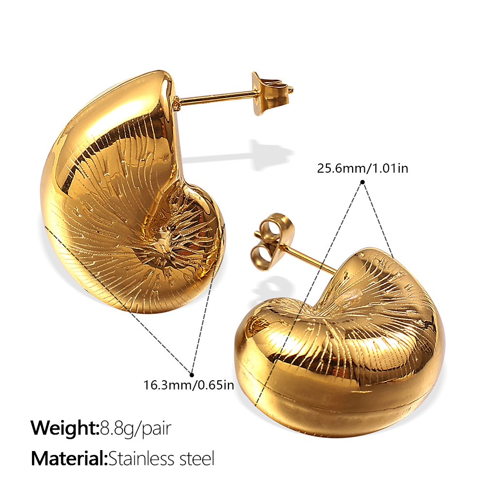 Simple Stainless Steel  Gold Color Stud Earrings