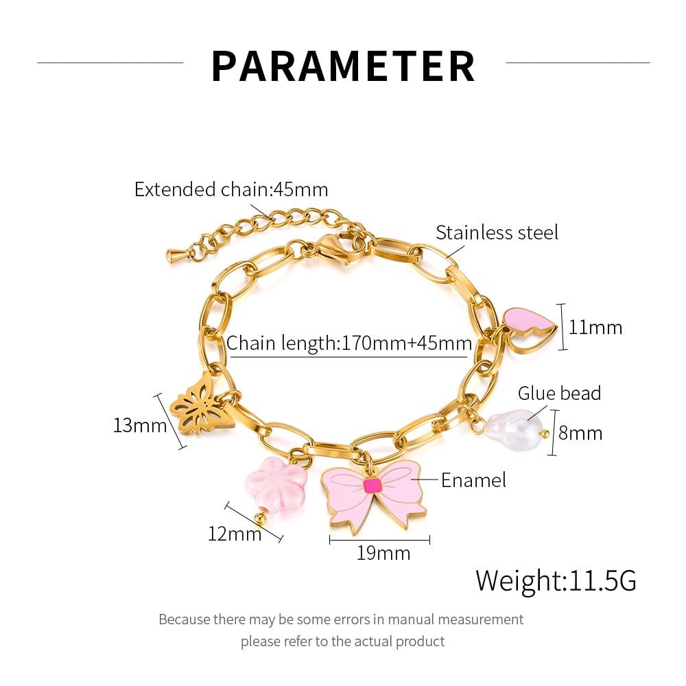 Charm-Armbänder aus Edelstahl mit Schleife und goldfarbenem Knoten h5Bild2