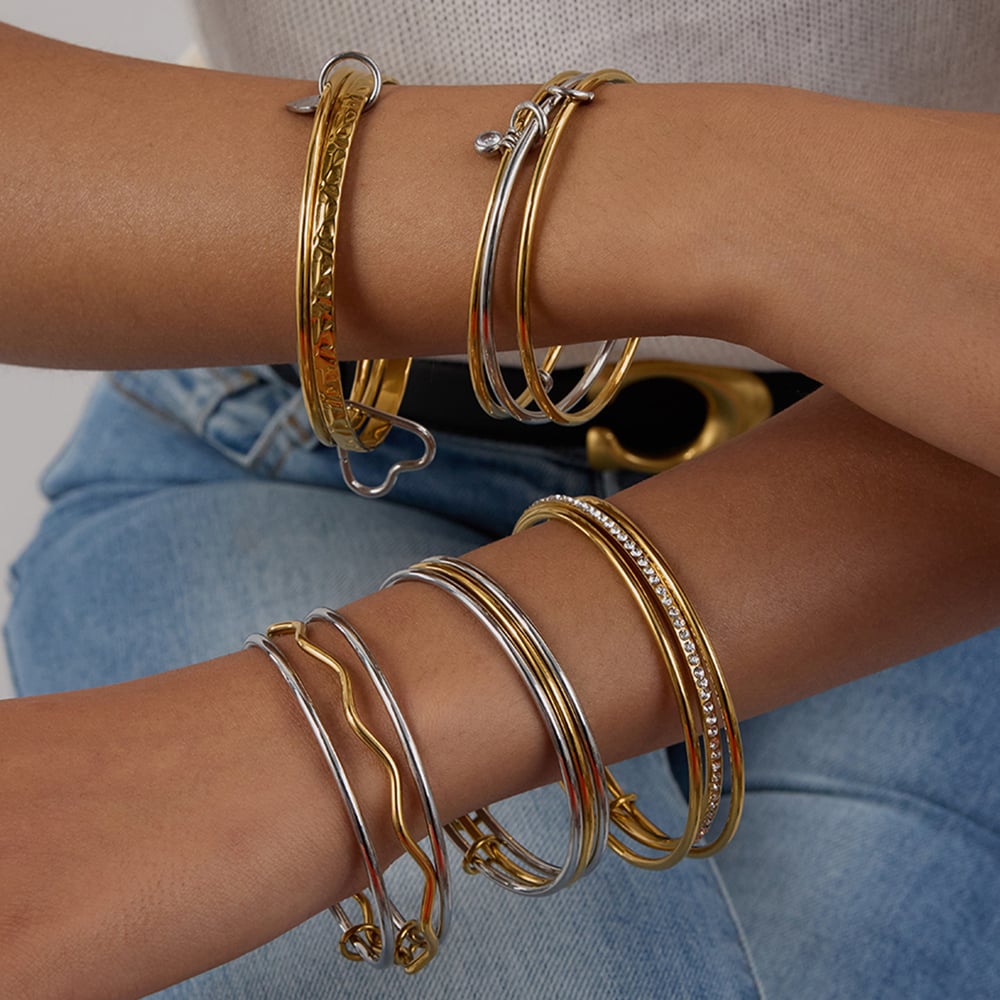 Stainless Steel Gold Color Bangles h5Picture4