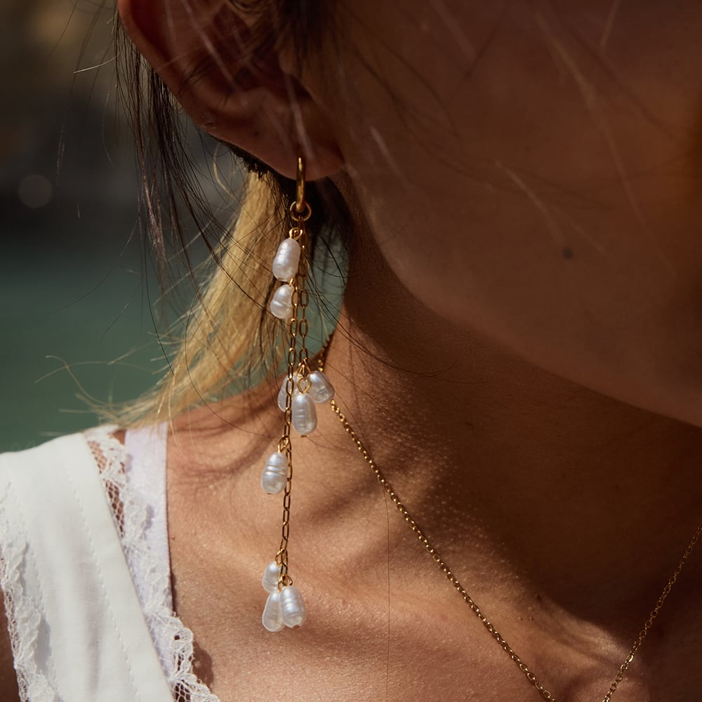 Elegant Tassel Stainless Steel  Gold Color  Dangle Earrings h5Picture7