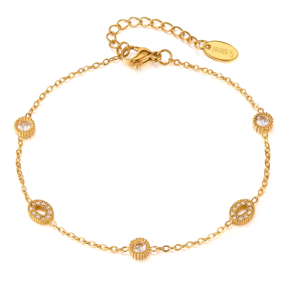 1 Paar Simple Series Tägliche geometrische Edelstahl Goldfarbene Damen-Kettenarmbänder 