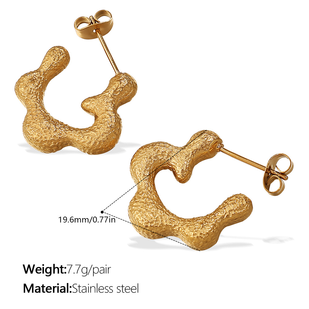 Flower Stainless Steel Gold Color Hoop Earrings 