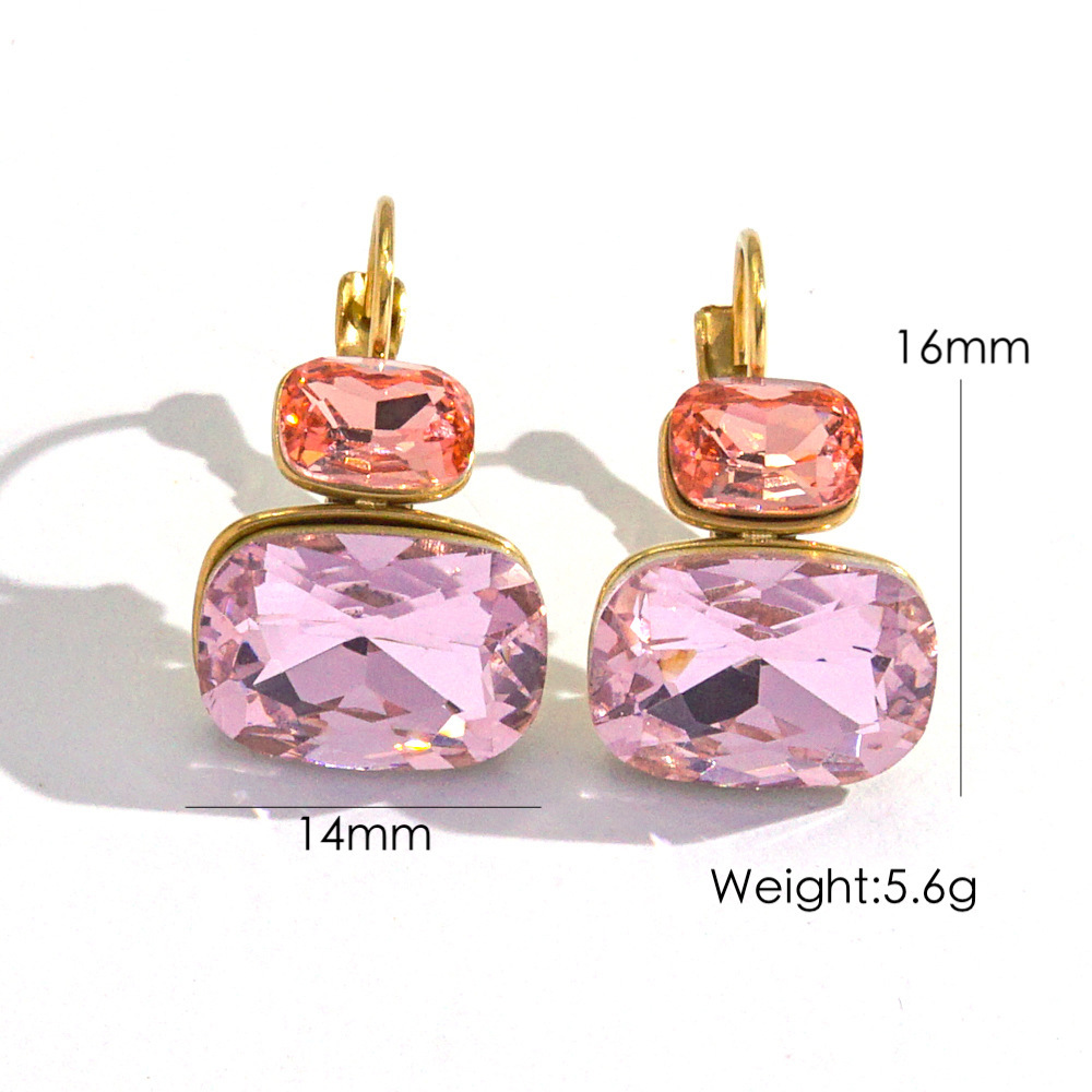 Luxuriöse Serie Täglich gravierte Edelstahl Zirkon Damen Ohrstecker