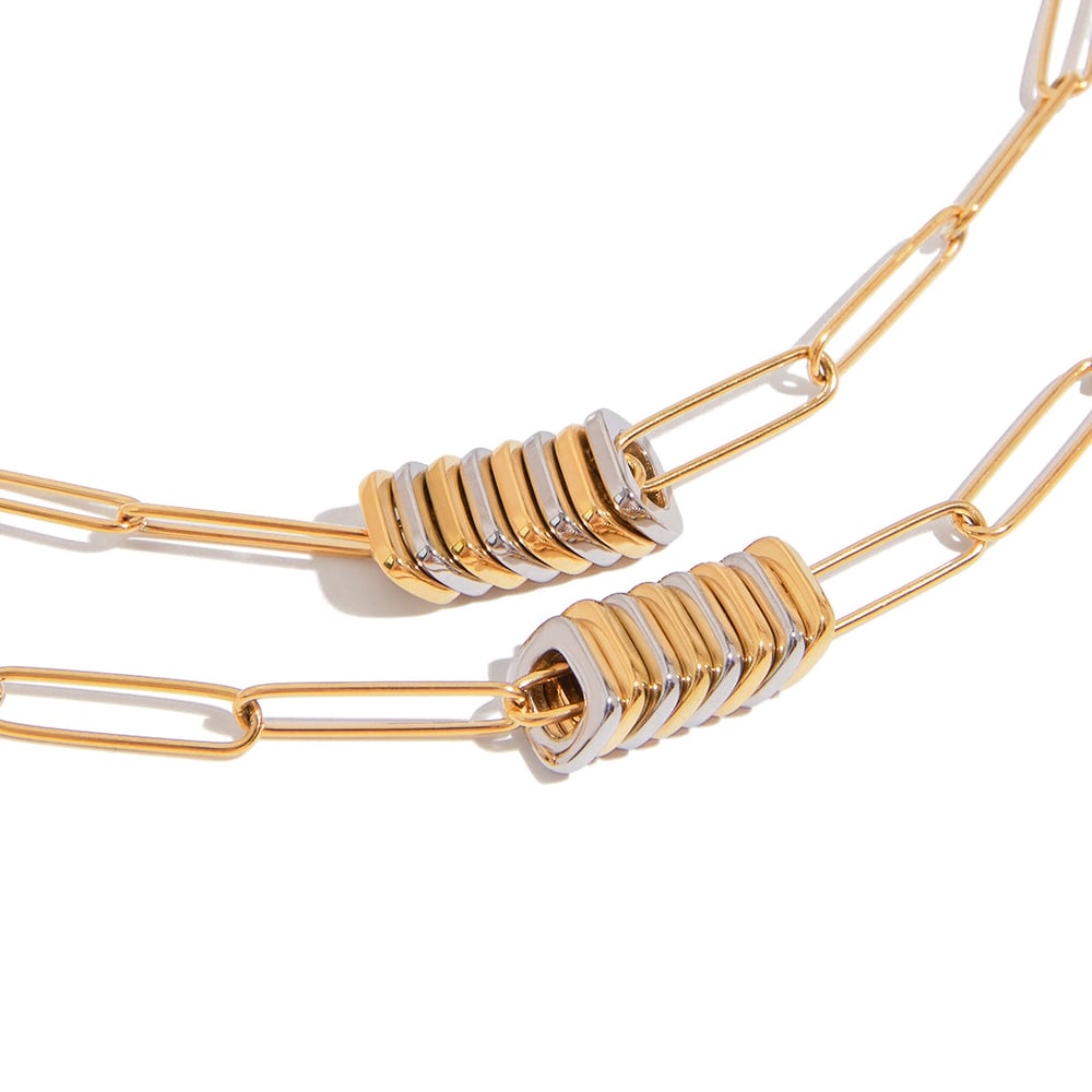 Simple Stainless Steel MIxed Color Charm Bracelet h5Picture4