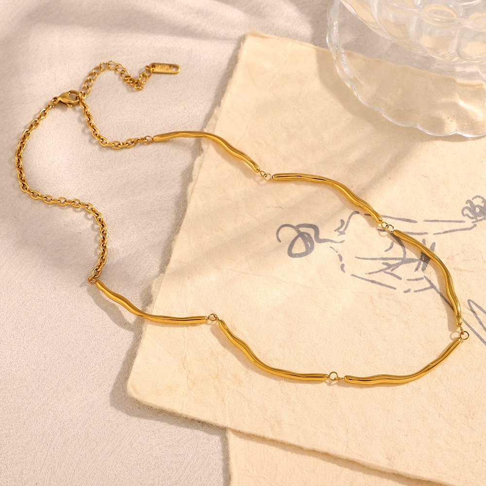 Simple Serisi Basit Paslanmaz Çelik Kadın Zincir Kolyeler Resim4