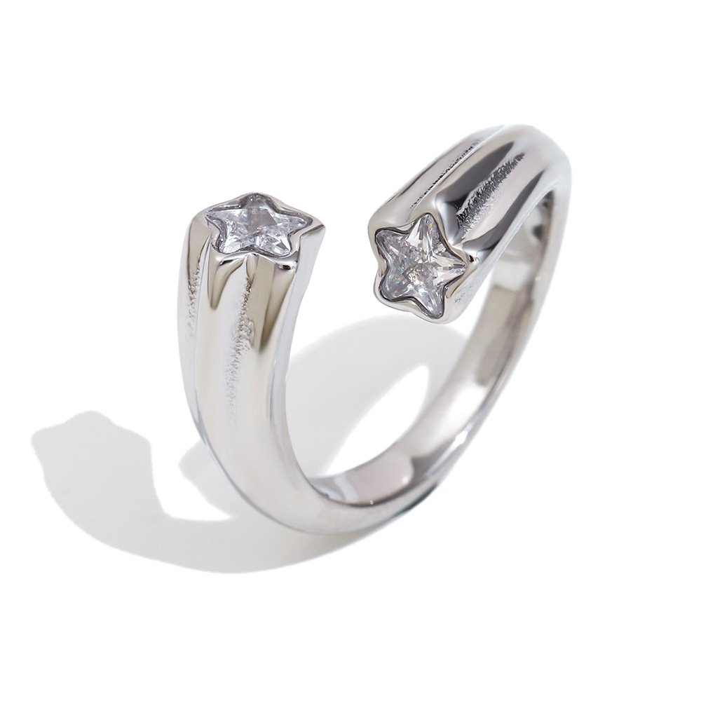 1 Piece Simple Series Daily  Stainless Steel Women's Gemstone Rings h5Picture3