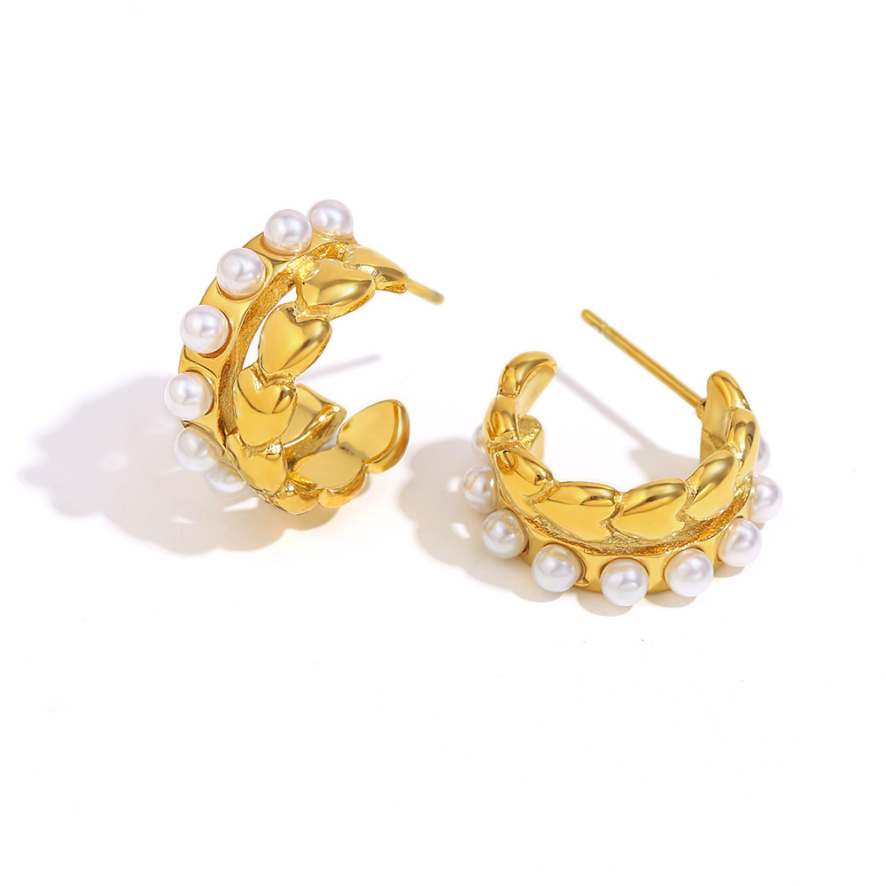 Simple Series Elegant Solid Color Stainless Steel Women's Hoop Earrings h5Picture4