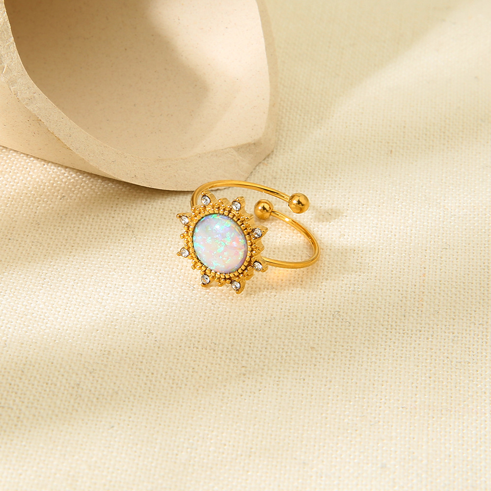 1 Pair Luxurious Series Elegant Geometric Stainless Steel   Gold Color  Statement Rings h5Picture2