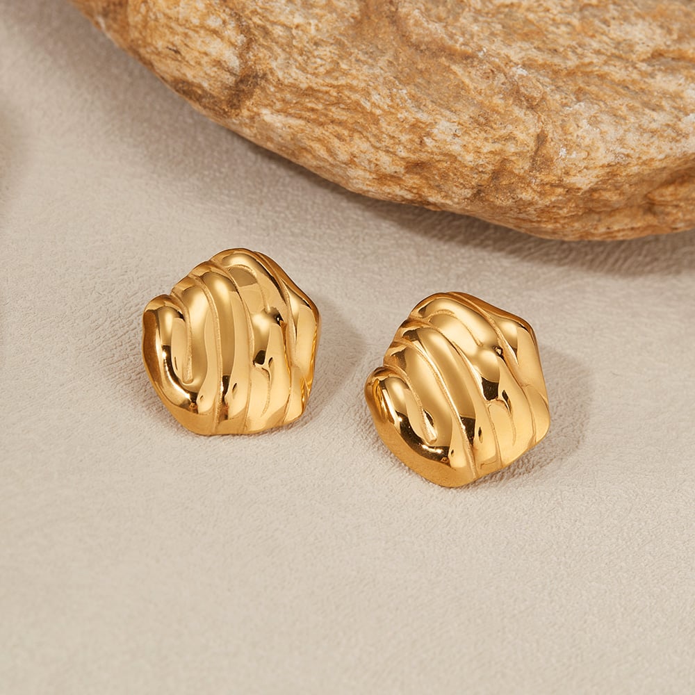 1 Paar Simple Series Tägliche geometrische Edelstahl Goldfarbene Damen-Ohrstecker Bild4