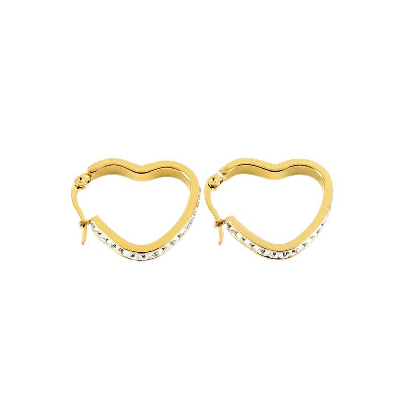 Heart Stainless Steel Gold Color Hoop Earrings 