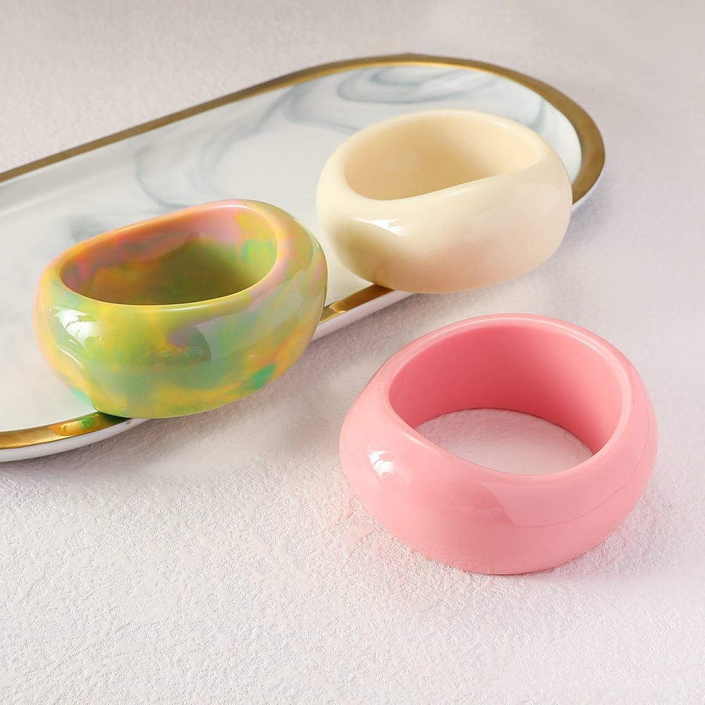 Braccialetti da donna in resina geometrica casual della serie classica, 1 pezzo Immagine4