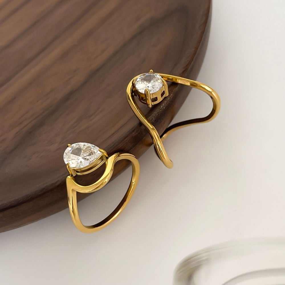1 Piece Stainless Steel Gold Color Gemstone Ring h5Picture5