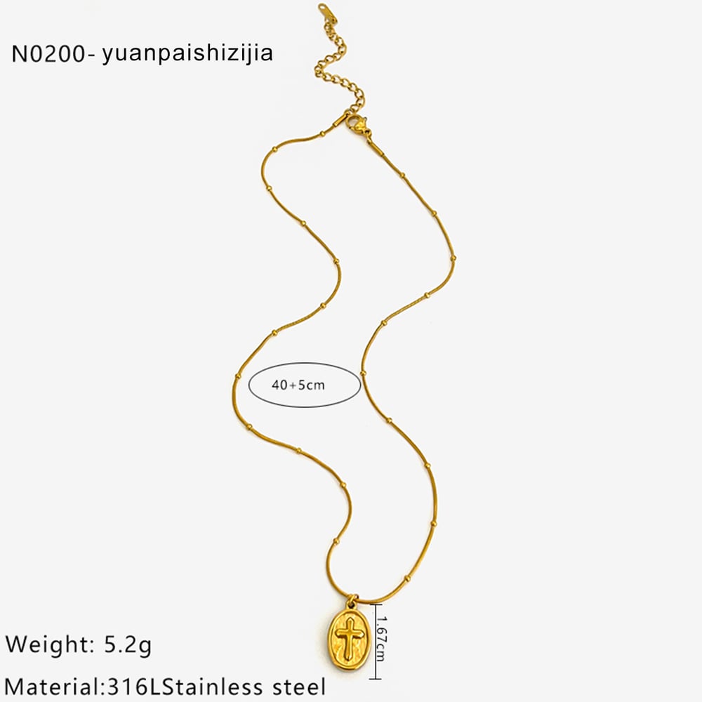 1 Piece Cross Stainless Steel Gold Color Pendant Necklace h5Picture2