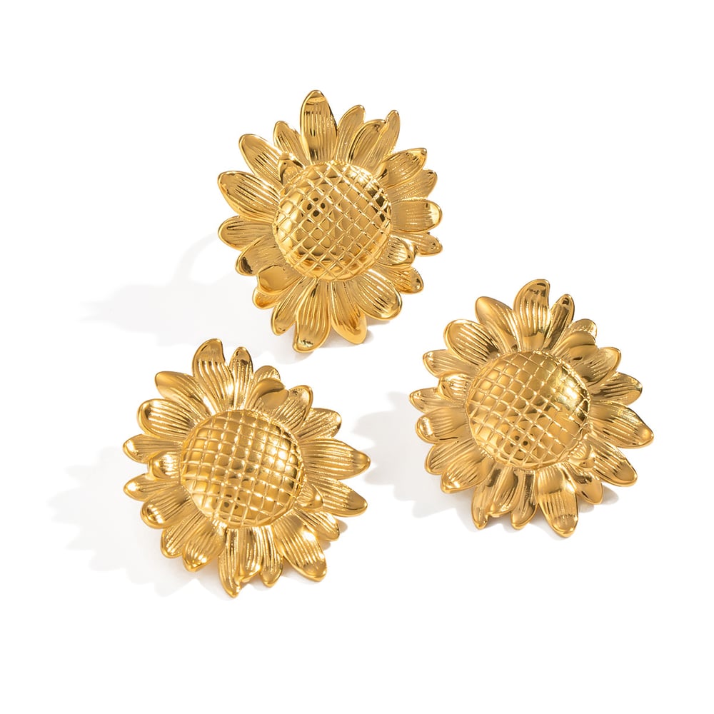 Sunflower Stainless Steel Gold Color Earring Set h5Picture5