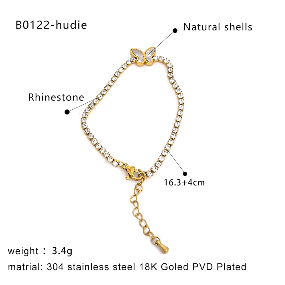 1 Stück Blumen-Charm-Armband aus Edelstahl in Goldfarbe h5Bild2