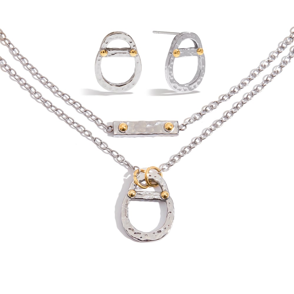 1 Piece High-end Oval Stainless Steel Gold Color Women's Pendant Necklaces h5Picture5
