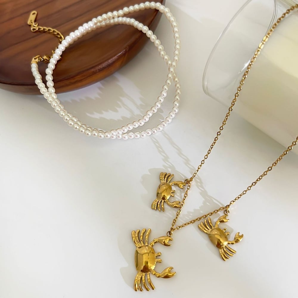 1 Piece Crab Stainless Steel Gold Color Necklace h5Picture5