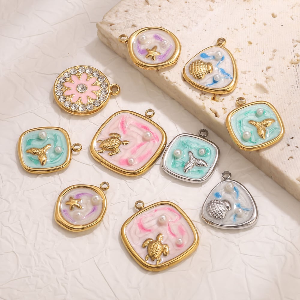 1 pezzo di ciondolo fai da te in acciaio inossidabile con conchiglia da donna Immagine3