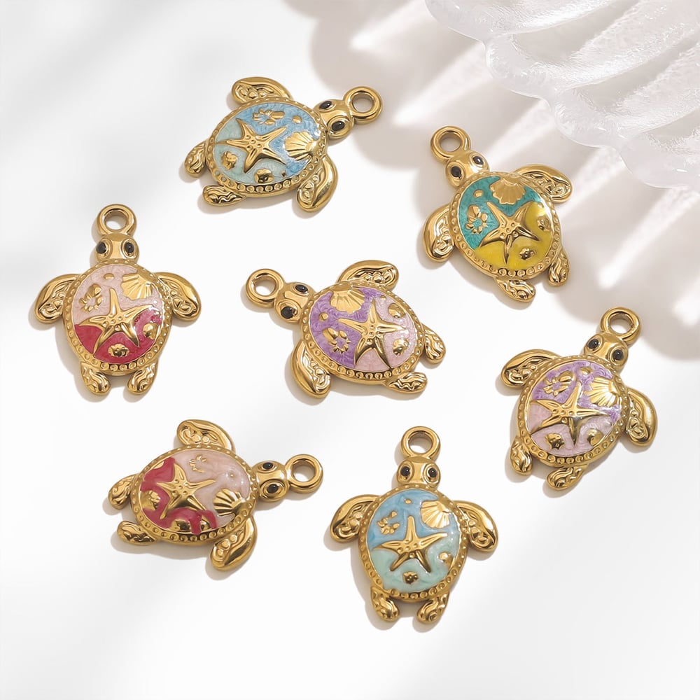 1 Piece Vacation Turtle Stainless Steel Gold Color Women's Pendants Picture5