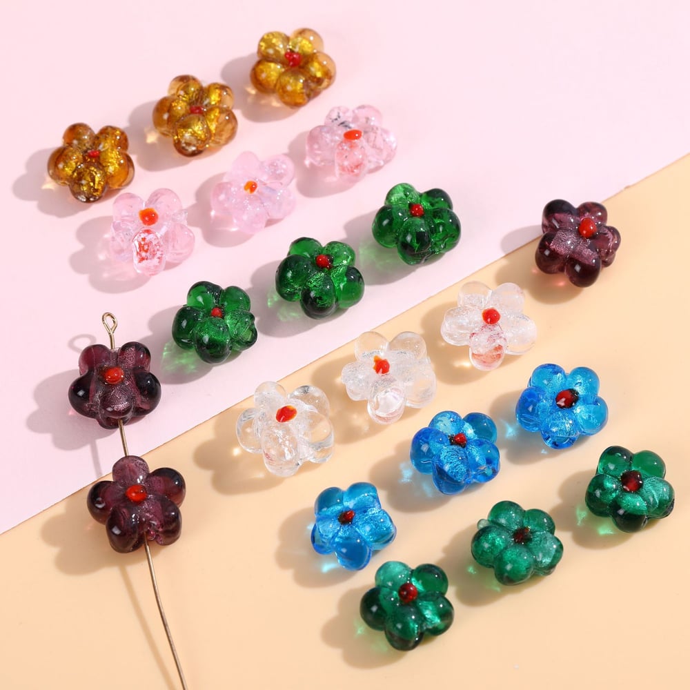 1 Stück einfache Serie süße Blumen Glas Schmuckperlen h5Bild3