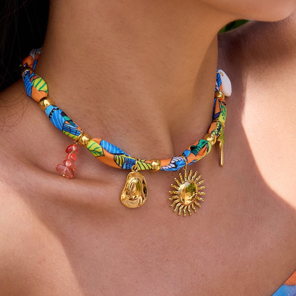 1 Piece Tropical Style Stainless Steel Gold Color Women's Pendant Necklaces h5Picture5