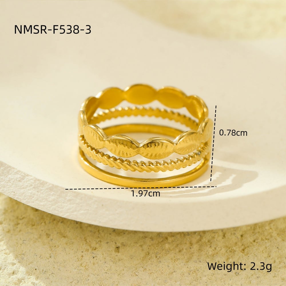 Anelli regolabili da donna in acciaio inossidabile geometrico color oro, giornalieri