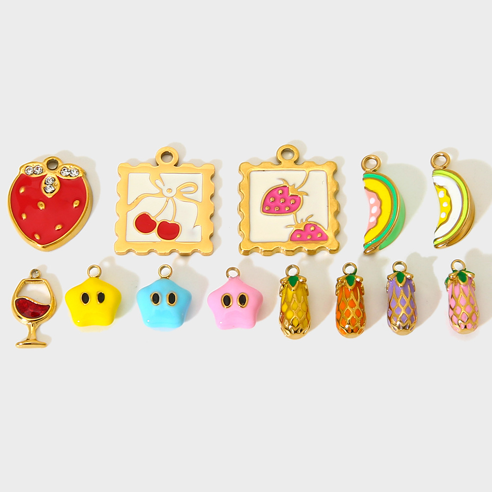 1 Piece Fruit Stainless Steel DIY Pendant Picture4